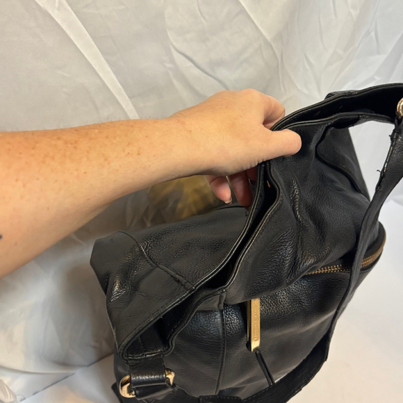 Kelsi Dagger Black Leather Hobo Bag Slouchy Shoulder Bag Purse - Picture 7 of 16